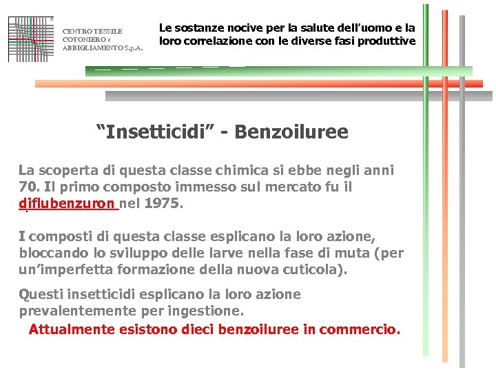 CENTRO TESSILE COTONIERO e ABBIGLIAMENTO S. p. A. Le sostanze nocive per la salute
