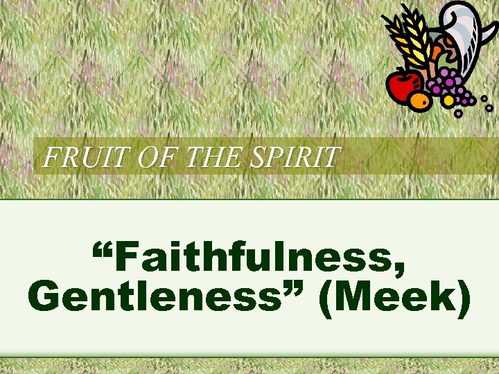 FRUIT OF THE SPIRIT “Faithfulness, Gentleness” (Meek) 
