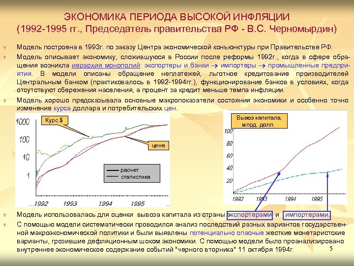 ЭКОНОМИКА ПЕРИОДА ВЫСОКОЙ ИНФЛЯЦИИ (1992 -1995 гг. , Председатель правительства РФ - В. С.