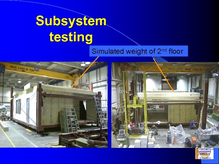 Subsystem testing Simulated weight of 2 nd floor 