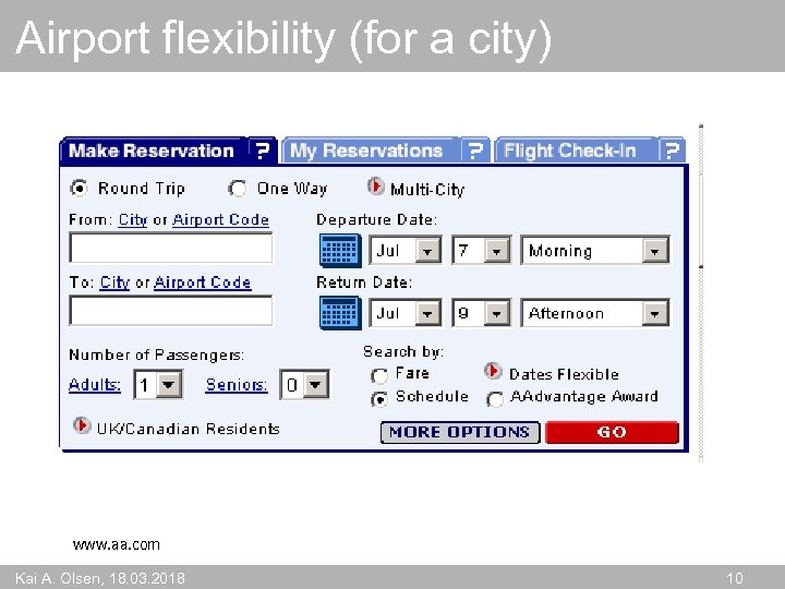 Airport flexibility (for a city) www. aa. com Kai A. Olsen, 18. 03. 2018