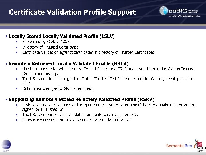 Certificate Validation Profile Support • Locally Stored Locally Validated Profile (LSLV) • • •