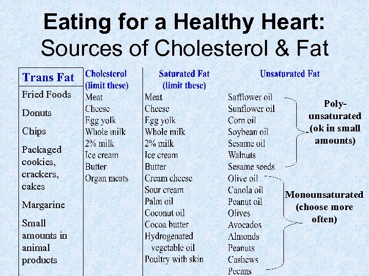 Eating for a Healthy Heart: Sources of Cholesterol & Fat Trans Fat Fried Foods