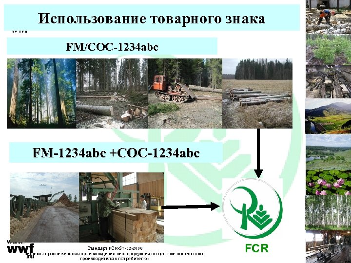 Использование товарного знака FM/COC-1234 abc FM-1234 abc +COC-1234 abc Стандарт FCR-ST-02 -2006 системы прослеживания