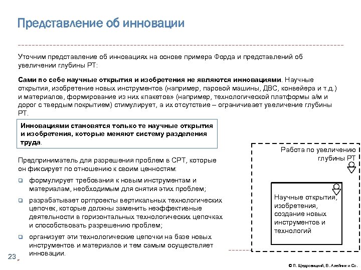 Представление об инновации Уточним представление об инновациях на основе примера Форда и представлений об