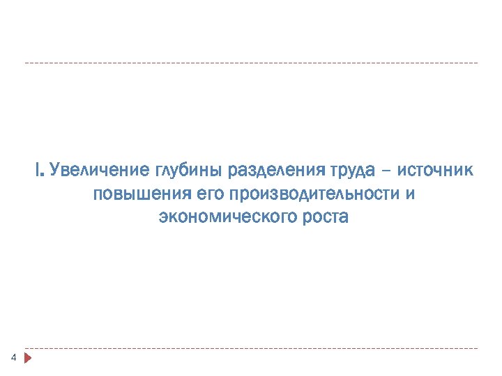 I. Увеличение глубины разделения труда – источник повышения его производительности и экономического роста 4