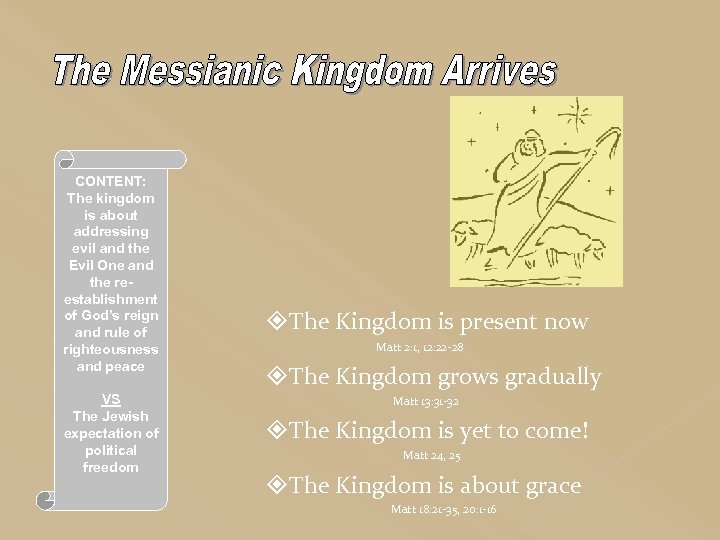 CONTENT: The kingdom is about addressing evil and the Evil One and the reestablishment