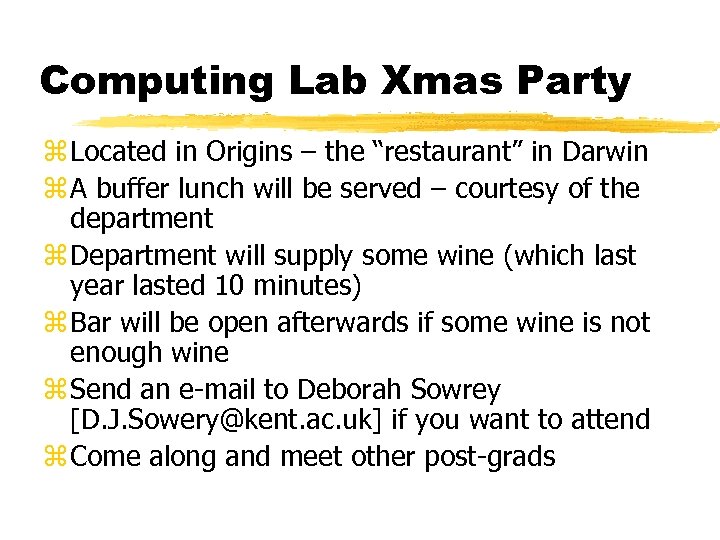 Computing Lab Xmas Party z Located in Origins – the “restaurant” in Darwin z