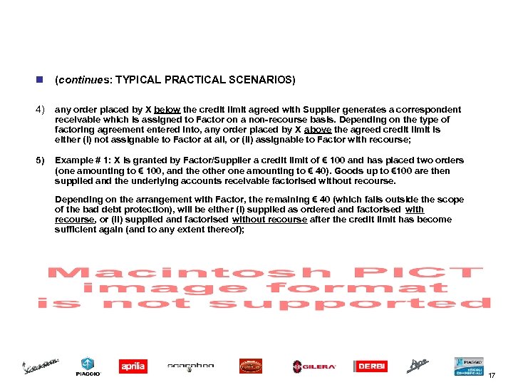 A PRACTICAL CASE # 2: the “factoring” variation n (continues: TYPICAL PRACTICAL SCENARIOS) 4)