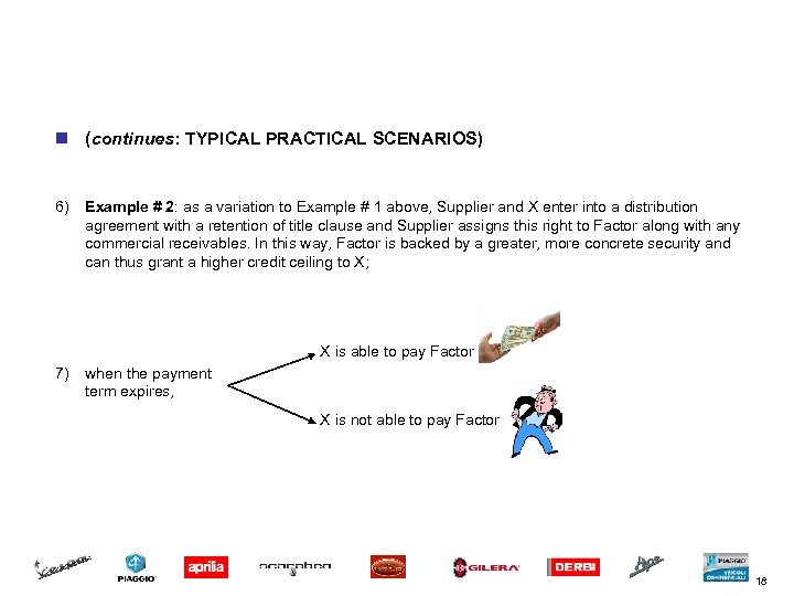 A PRACTICAL CASE # 2: the “factoring” variation n (continues: TYPICAL PRACTICAL SCENARIOS) 6)