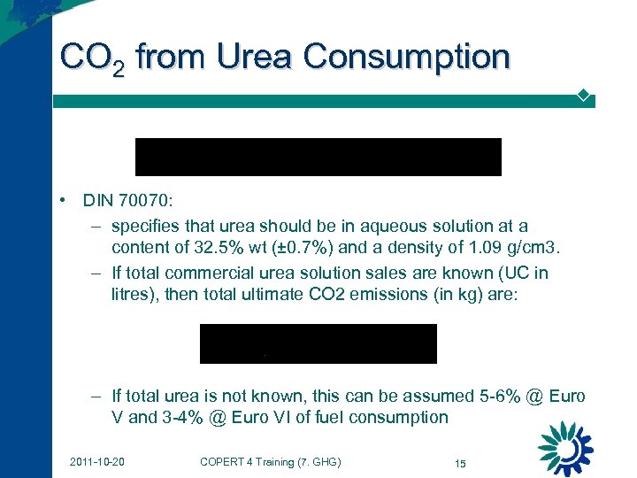 CO 2 from Urea Consumption • DIN 70070: – specifies that urea should be
