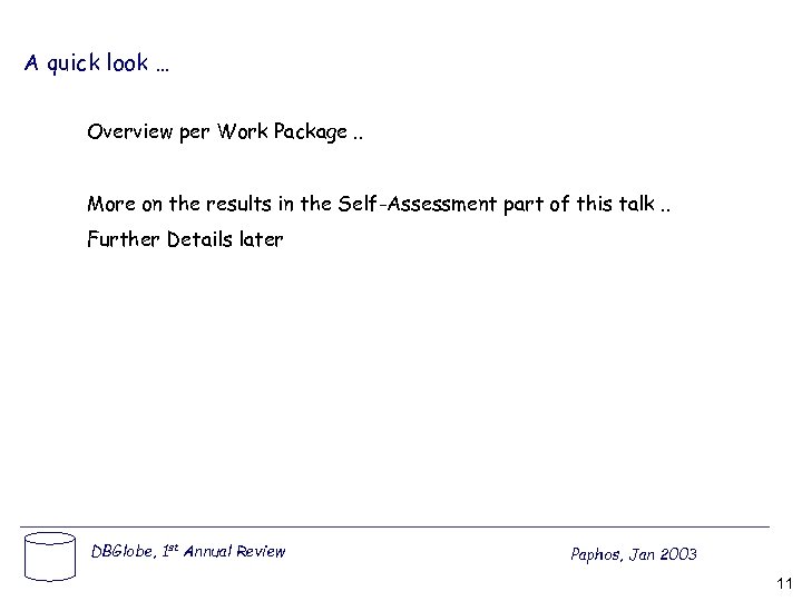 A quick look … Overview per Work Package. . More on the results in