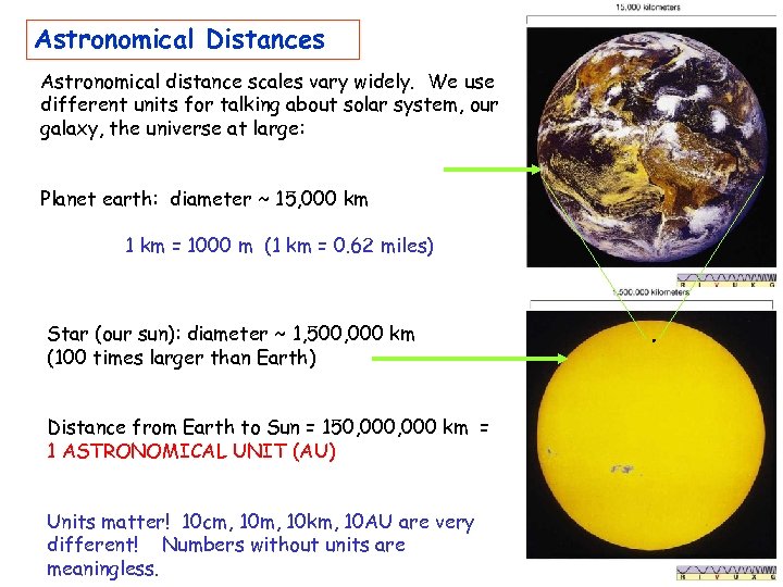 Astronomical Distances Astronomical distance scales vary widely. We use different units for talking about