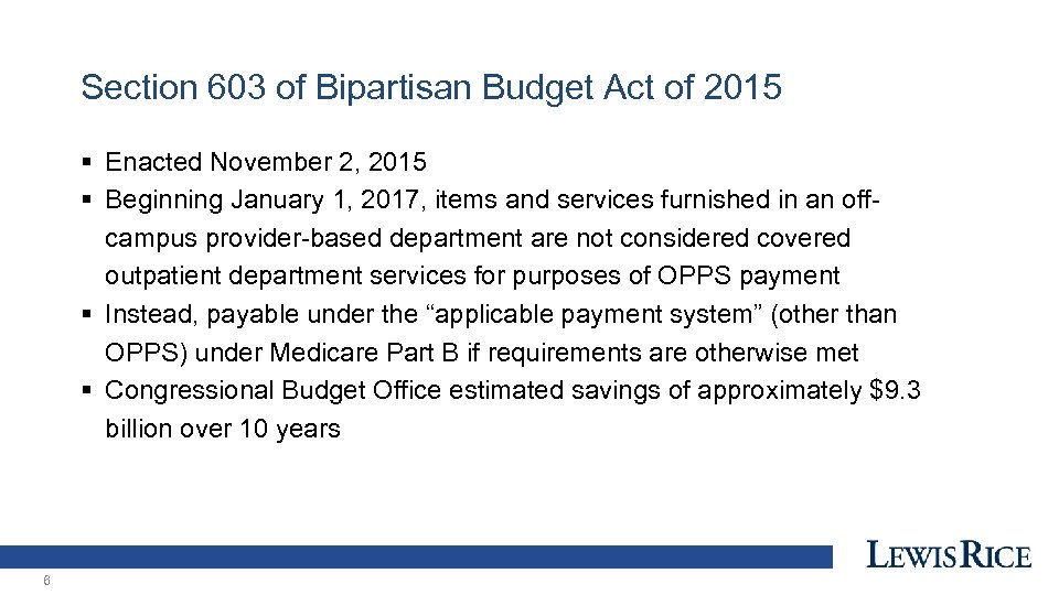 Section 603 of Bipartisan Budget Act of 2015 § Enacted November 2, 2015 §