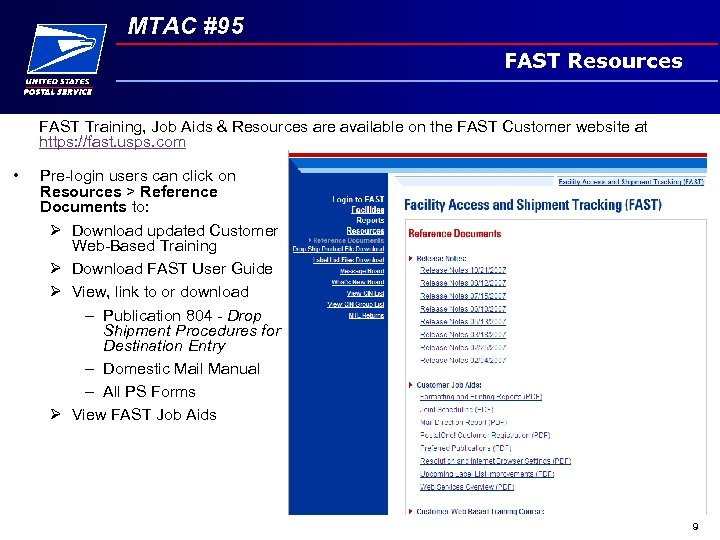 MTAC #95 FAST Resources FAST Training, Job Aids & Resources are available on the