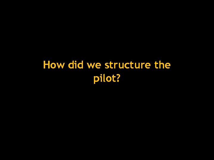 How did we structure the pilot? 