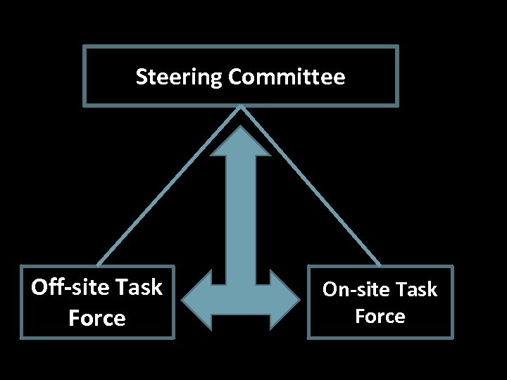 Steering Committee Off-site Task Force On-site Task Force 