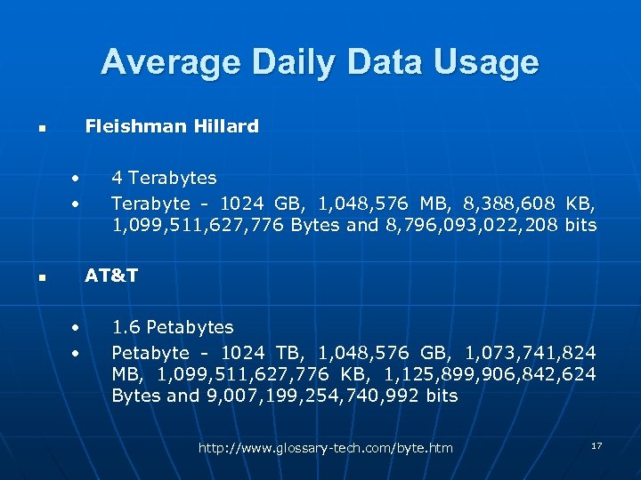 Average Daily Data Usage Fleishman Hillard n • • 4 Terabytes Terabyte - 1024