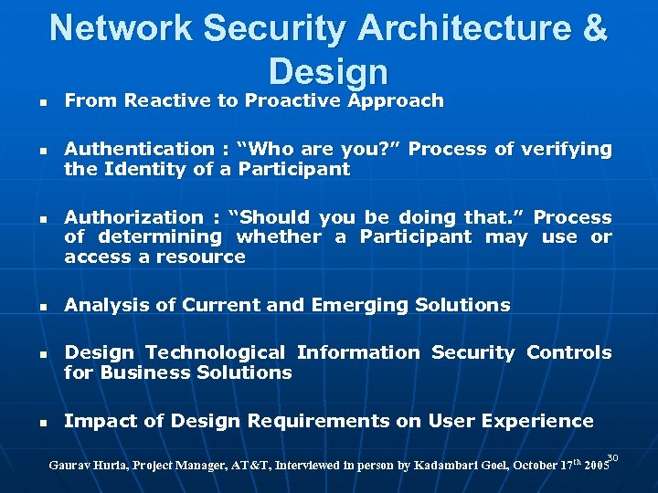 Network Security Architecture & Design n n n From Reactive to Proactive Approach Authentication