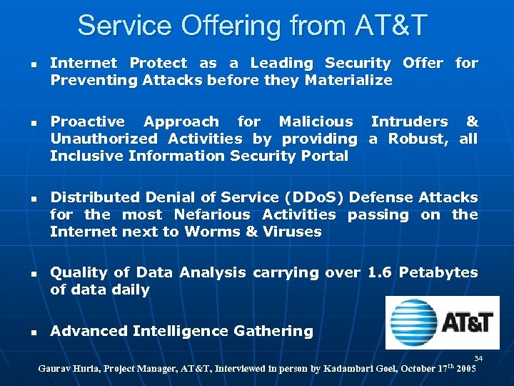 Service Offering from AT&T n n n Internet Protect as a Leading Security Offer