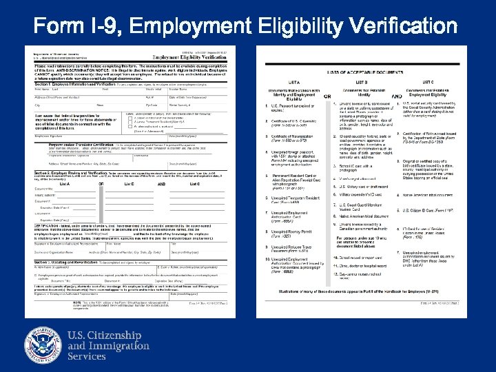 Form I-9, Employment Eligibility Verification 