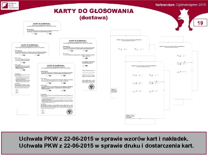 KARTY DO GŁOSOWANIA (dostawa) Uchwała PKW z 22 -06 -2015 w sprawie wzorów kart