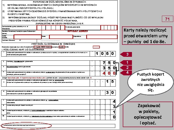 REFERENDUM OGÓLNOKRAJOWE W SPRAWACH: WPROWADZENIA JEDNOMANDATOWYCH OKRĘGÓW WYBORCZYCH W WYBORACH DO SEJMU RZECZYPOSPOLITEJ POLSKIEJ;