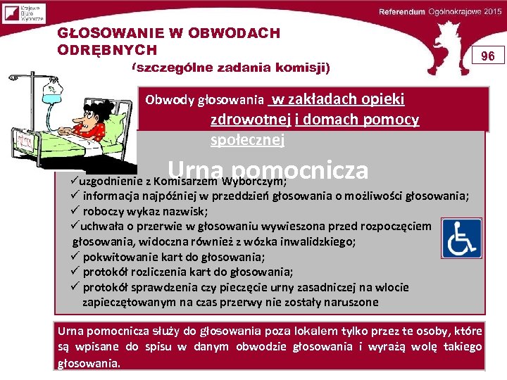 GŁOSOWANIE W OBWODACH ODRĘBNYCH (szczególne zadania komisji) 96 w zakładach opieki zdrowotnej i domach
