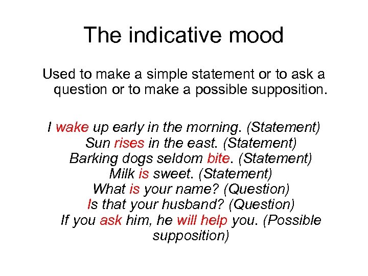 indicative verb moods