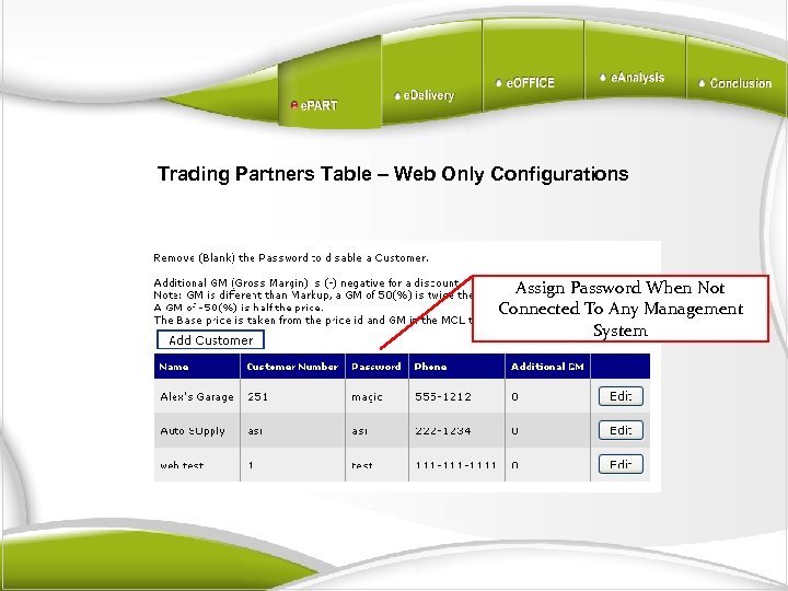 Trading Partners Table – Web Only Configurations Assign Password When Not Connected To Any
