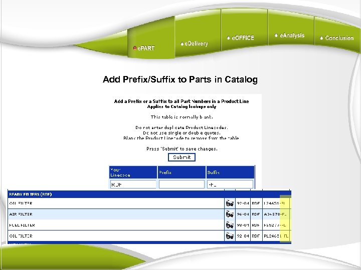 Add Prefix/Suffix to Parts in Catalog 