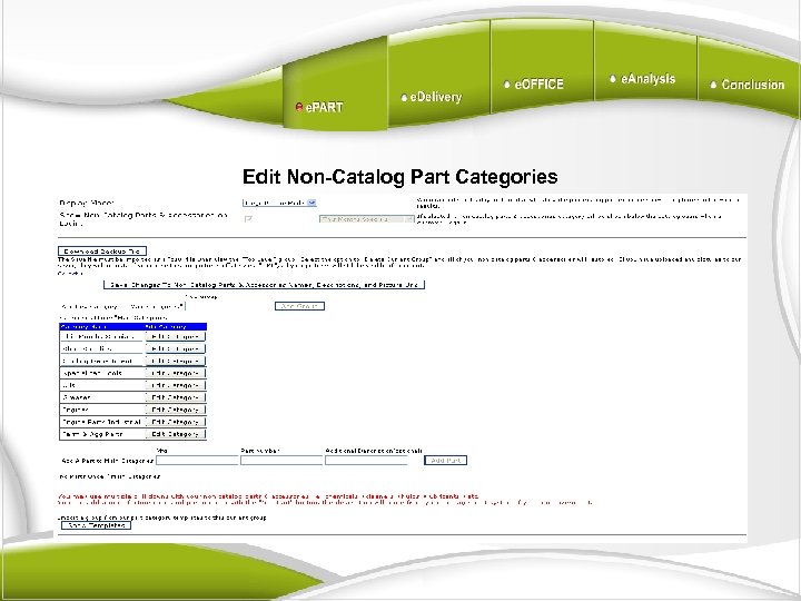 Edit Non-Catalog Part Categories 