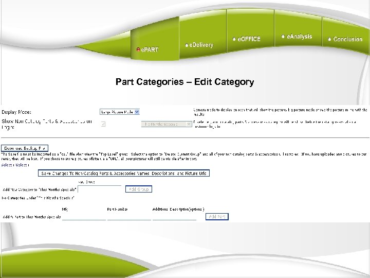 Part Categories – Edit Category 