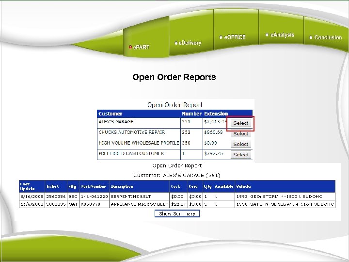 Open Order Reports 