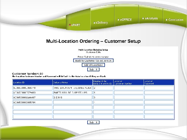 Multi-Location Ordering – Customer Setup 