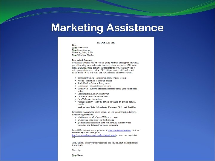 Marketing Assistance 