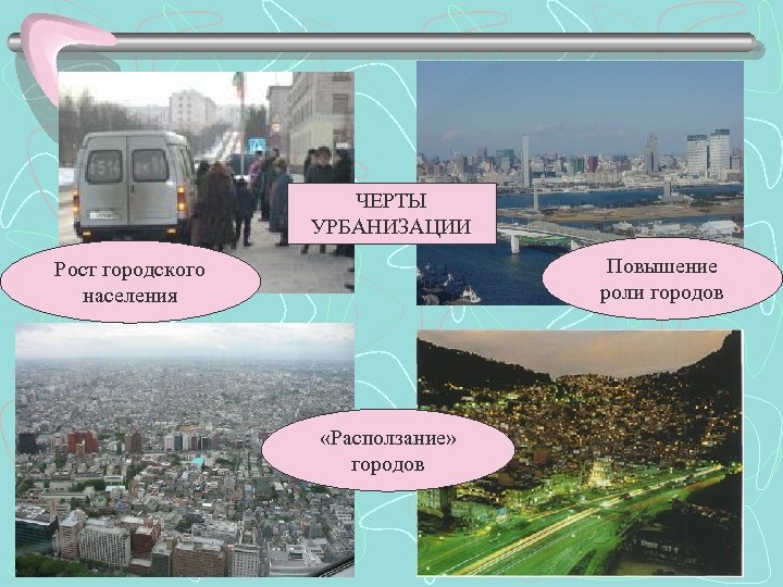 ЧЕРТЫ УРБАНИЗАЦИИ Повышение роли городов Рост городского населения «Расползание» городов 