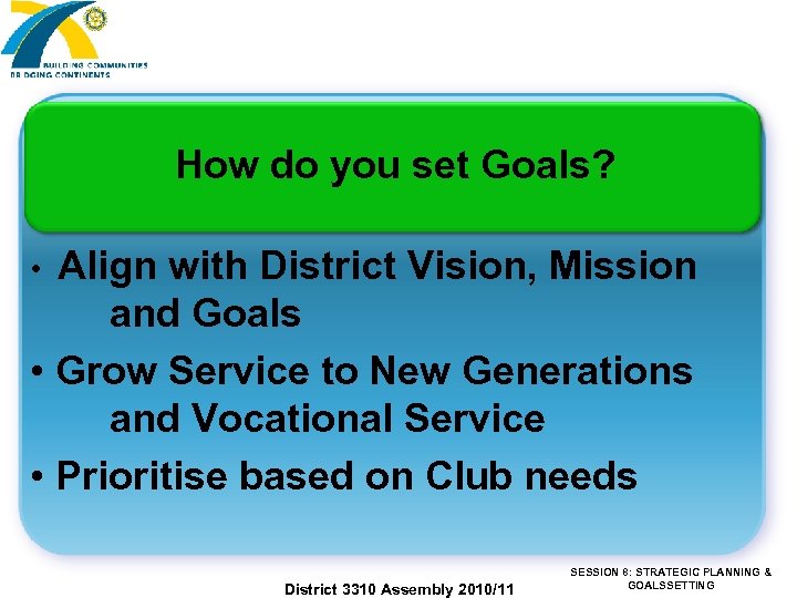 How do you set Goals? Align with District Vision, Mission and Goals • Grow