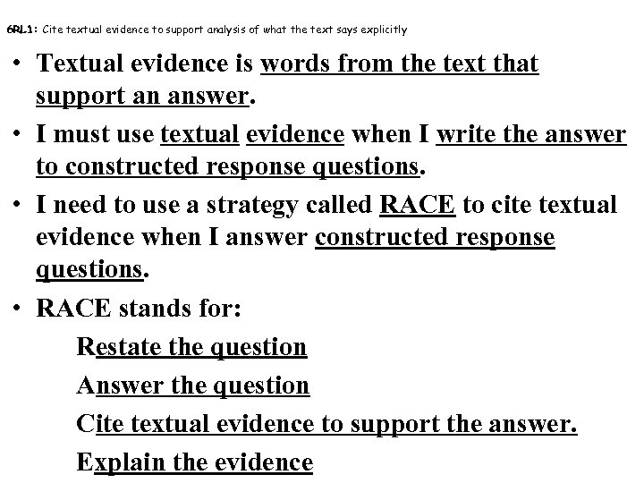 definition of cite textual evidence