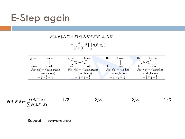 E-Step again 1/3 2/3 1/3 Repeat till convergence 16 
