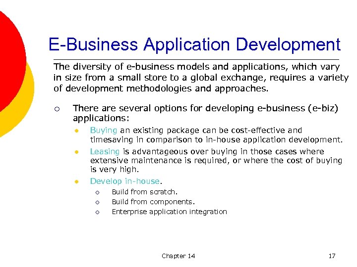 E-Business Application Development The diversity of e business models and applications, which vary in