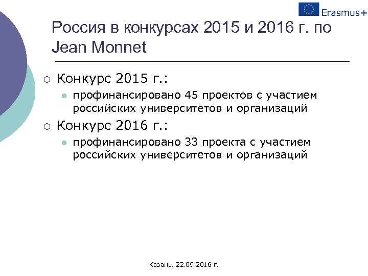 Россия в конкурсах 2015 и 2016 г. по Jean Monnet ¡ Конкурс 2015 г.