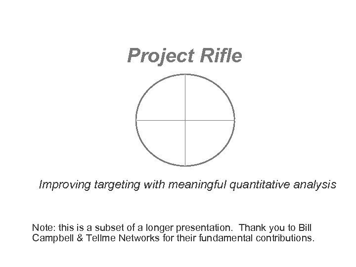 Project Rifle Improving targeting with meaningful quantitative analysis Note: this is a subset of