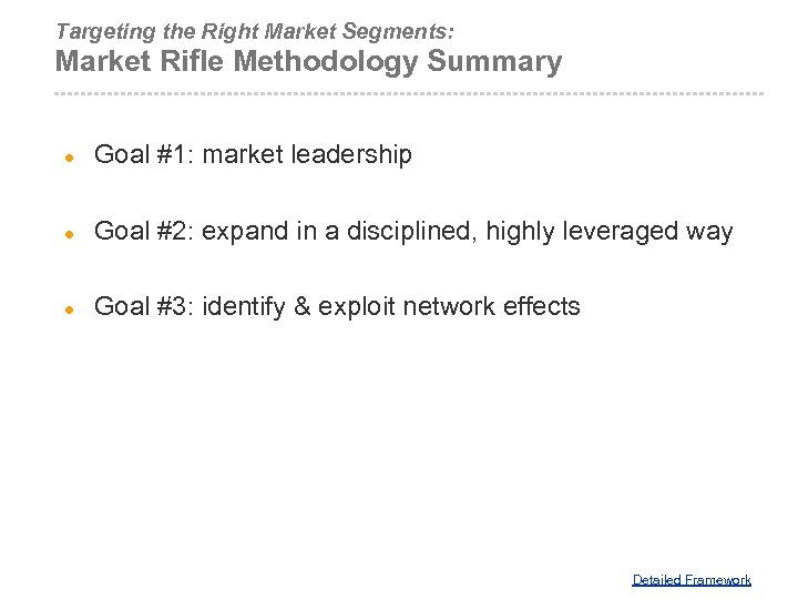 Targeting the Right Market Segments: Market Rifle Methodology Summary l Goal #1: market leadership