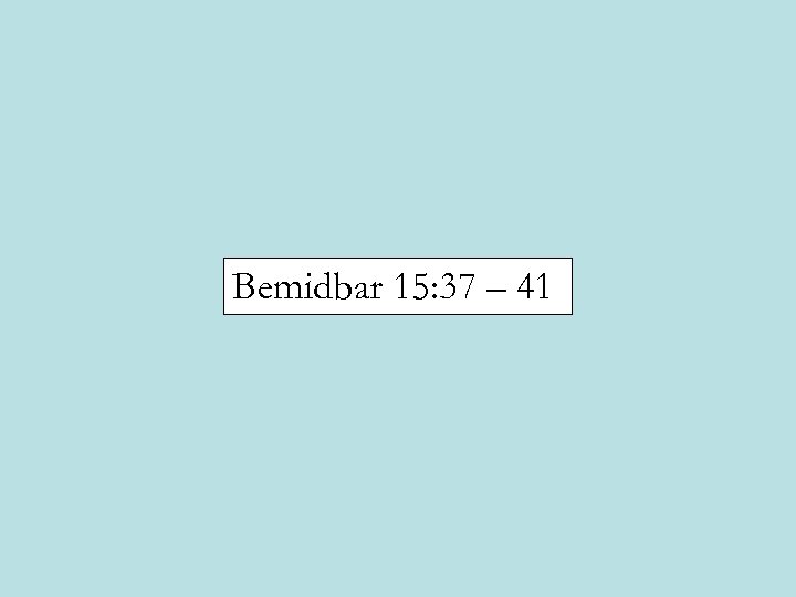 Bemidbar 15: 37 – 41 