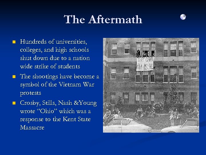 The Aftermath n n n Hundreds of universities, colleges, and high schools shut down