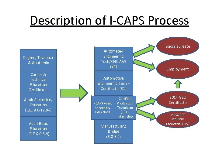 Description of I-CAPS Process Degree, Technical & Academic Career & Technical Education Certificates Adult