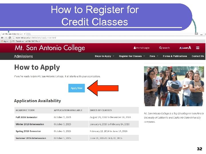 How to Register for Credit Classes 32 