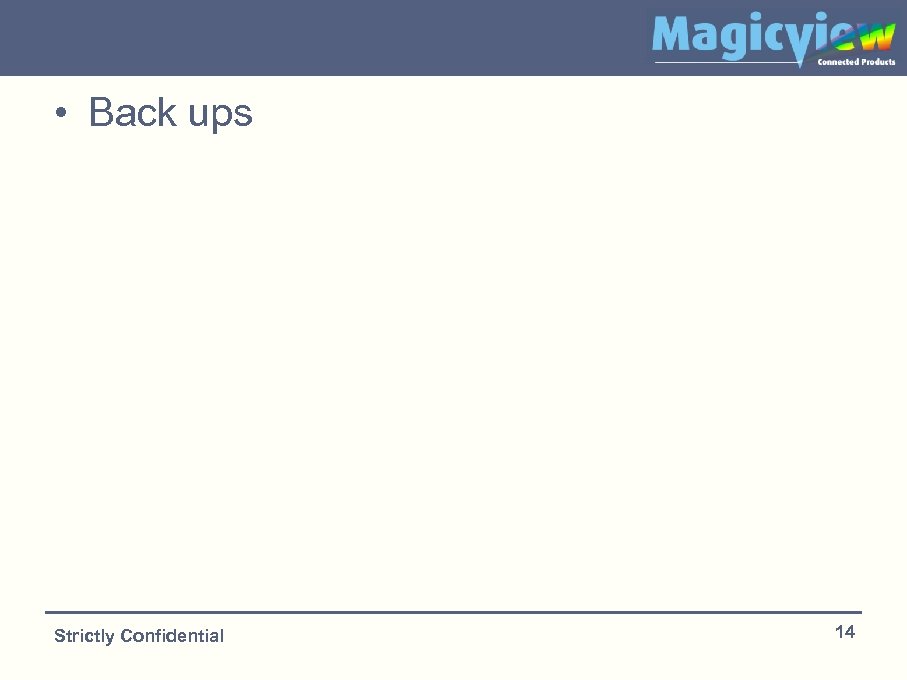  • Back ups Strictly Confidential 14 