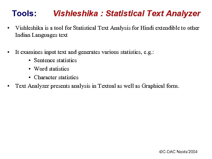 Tools: Vishleshika : Statistical Text Analyzer • Vishleshika is a tool for Statistical Text